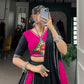 Lorenvalley Pink and Black Plain With Gamthi Patch Work & Gota Patti Lace also cowrie (kodi) lace touch up Lehenga Choli | Swadesiicart