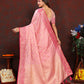 Lorenvalley Fashion Pink Soft Katan Silk Woven Design Zari Weaving Pallu Saree - Swadesiicart