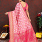 Lorenvalley Fashion Pink Organza Silk Woven Design with Rich Meenakari Weaving Pallu Saree - Swadesiicart