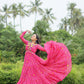 Lorenvalley Pink Faux Georgette Bandhani Print Work With Kutchi Patch Work Gown | Swadesiicart