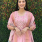 Lorenvalley Fashion Pink Roman Silk Hand Work Kurta Pant with Dupatta - Swadesiicart