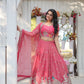 Lorenvalley Pink Gold Coin Fabric with Sequins and Thread Embroidered work Lehenga Choli with Dupatta | Swadesiicart