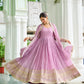 Lorenvalley Fashion Pink Faux Georgette with Embroidered work Anarkali Gown with Dupatta - Swadesiicart