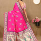 Lorenvalley Fashion Pink Soft Paithani Silk Woven Design Rich Meenakari Zari Weaving Pallu Saree - Swadesiicart