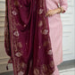 Lorenvalley Fashion Pink Roman Silk Hand Work Kurta Pant with Dupatta - Swadesiicart