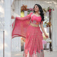 Lorenvalley Pink Gold Coin Fabric with Sequins and Thread Embroidered work Lehenga Choli with Dupatta | Swadesiicart