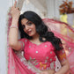 Lorenvalley Pink Gold Coin Fabric with Sequins and Thread Embroidered work Lehenga Choli with Dupatta | Swadesiicart