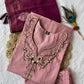 Lorenvalley Fashion Pink Roman Silk Hand Work Kurta Pant with Dupatta - Swadesiicart