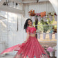 Lorenvalley Pink Gold Coin Fabric with Sequins and Thread Embroidered work Lehenga Choli with Dupatta | Swadesiicart