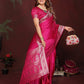 Anaita Pink Zari Weaving Work Satin Silk Saree With Blouse