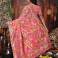 Anaita Pink Linen Printed Saree With Blouse
