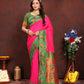 Lorenvalley Fashion Pink Soft Paithani Silk Woven Design Rich Zari Meenakari Weaving Saree - Swadesiicart