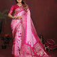 Anaita Pink Zari Weaving Work Satin Silk Saree With Blouse