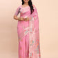 Anaita Pink Linen Woven Work Saree With Blouse