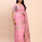 Anaita Pink Linen Woven Work Saree With Blouse