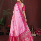 Anaita Pink Zari Weaving Work Satin Silk Saree With Blouse