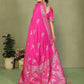 Anaita Pink Zari Butta Work Satin Silk Saree With Blouse