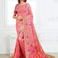 Anaita Pink Linen Printed Saree With Blouse