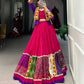 Lorenvalley Pink Pure Rayon with Plain With Printed And Gamthi Patch Work With Lace Touch Up Lehenga Choli | Swadesiicart