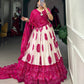 Lorenvalley Pink Tussar Silk with Bandhej Print Lehenga Choli | Swadesiicart
