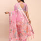 Anaita Pink Linen Woven Work Saree With Blouse