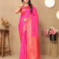 Lorenvalley Fashion Pink Soft Silk Copper Zari weaving Design Saree - Swadesiicart