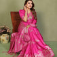 Anaita Pink Zari Butta Work Satin Silk Saree With Blouse