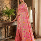 Anaita Pink Linen Woven Work Saree With Blouse
