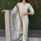 Lorenvalley Fashion Pista Roman Silk Hand Work Kurta Pant with Dupatta - Swadesiicart