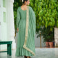 Lorenvalley Fashion Pista Vichitra Silk with Embroidered Zari & Thread work Anarkali Gown with Dupatta - Swadesiicart