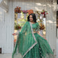Lorenvalley Pista Gold Coin Fabric with Sequins and Thread Embroidered work Lehenga Choli with Dupatta | Swadesiicart
