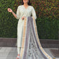 Lorenvalley Fashion Pista Roman Silk Hand Work Kurta Pant with Dupatta - Swadesiicart