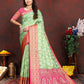 Lorenvalley Fashion Pista Organza Silk Woven Design with Rich Meenakari Weaving Pallu Saree - Swadesiicart