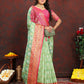 Lorenvalley Fashion Pista Organza Silk Woven Design with Rich Meenakari Weaving Pallu Saree - Swadesiicart