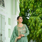 Lorenvalley Fashion Pista Vichitra Silk with Embroidered Zari & Thread work Anarkali Gown with Dupatta - Swadesiicart
