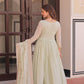 Lorenvalley Fashion Pista Star Georgette with Beads & Sequins Multi Embroidered work Anarkali Gown with Dupatta - Swadesiicart