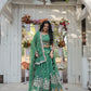 Lorenvalley Pista Gold Coin Fabric with Sequins and Thread Embroidered work Lehenga Choli with Dupatta | Swadesiicart