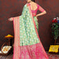 Lorenvalley Fashion Pista Organza Silk Woven Design with Rich Meenakari Weaving Pallu Saree - Swadesiicart