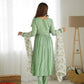 Lorenvalley Pista Roman Silk Chanderi Fabric Fit Nyra Cut Kurta Pant With Dupatta Set | Swadesiicart