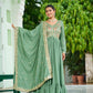 Lorenvalley Fashion Pista Vichitra Silk with Embroidered Zari & Thread work Anarkali Gown with Dupatta - Swadesiicart
