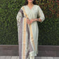 Lorenvalley Fashion Pista Roman Silk Hand Work Kurta Pant with Dupatta - Swadesiicart