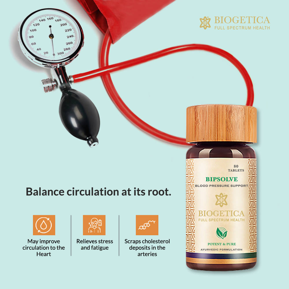 Biogetica Bipsolve (Blood Pressure Support) 80 Tablets - Swadesiicart