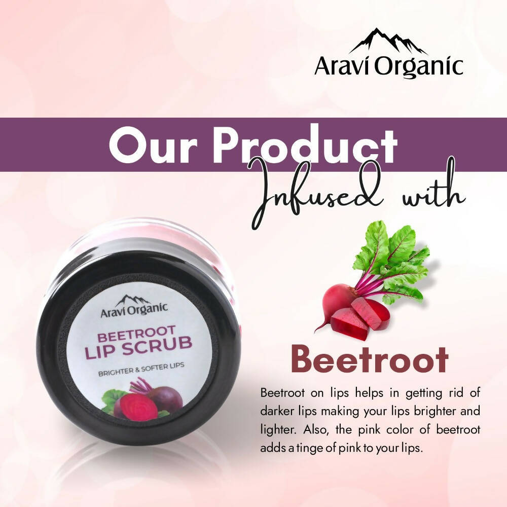 Aravi Organic Beetroot Lip Lightening Scrub Balm - Swadesiicart