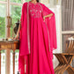 Janasya Pink Georgette Embroidered Dress & Cape | Swadesiicart