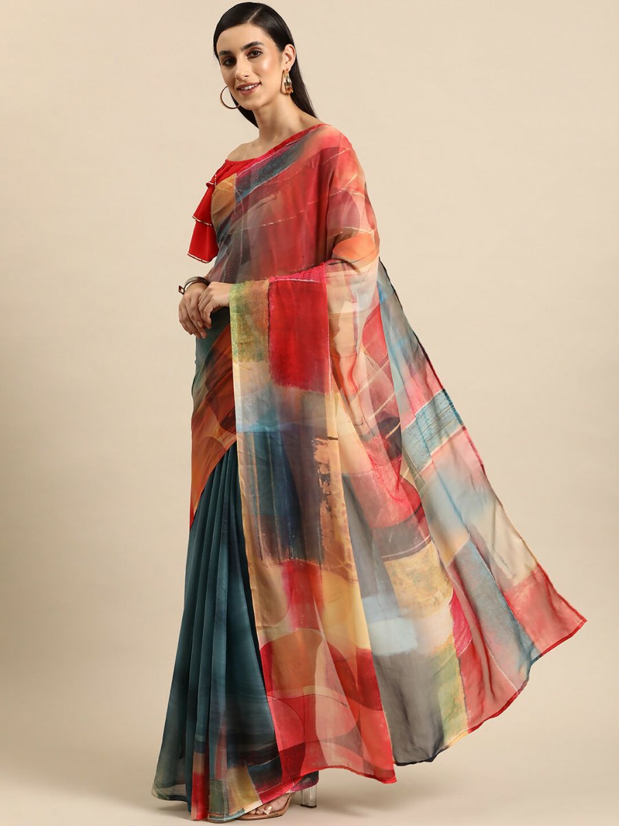 Ahalyaa Women's Traditional Semi Stitch Saree - Grey | Swadesiicart