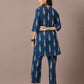 Myshka Women's Blue Printed Cotton Round Neck Party Tunic With Trousers Co-ord set - Swadesiicart