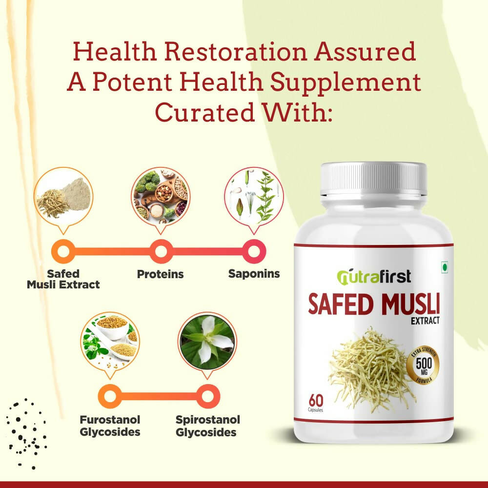 Nutrafirst Safed Musli Extract Capsules - Swadesiicart