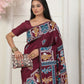 Shree Shyam Fashion Silk Blend Wine Saree