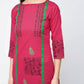 Aniyah Cotton Block Printed Straight Pink Kurta (AN-114K) - Swadesiicart