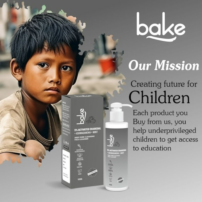 Bake 5% Activated Charcoal Face Cleanser | Swadesiicart